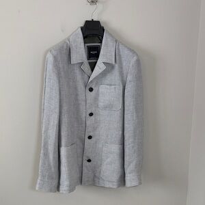 Todd Snyder Houndstooth Tailored Chore Coat Grey White Mens Linen Sz S NEW